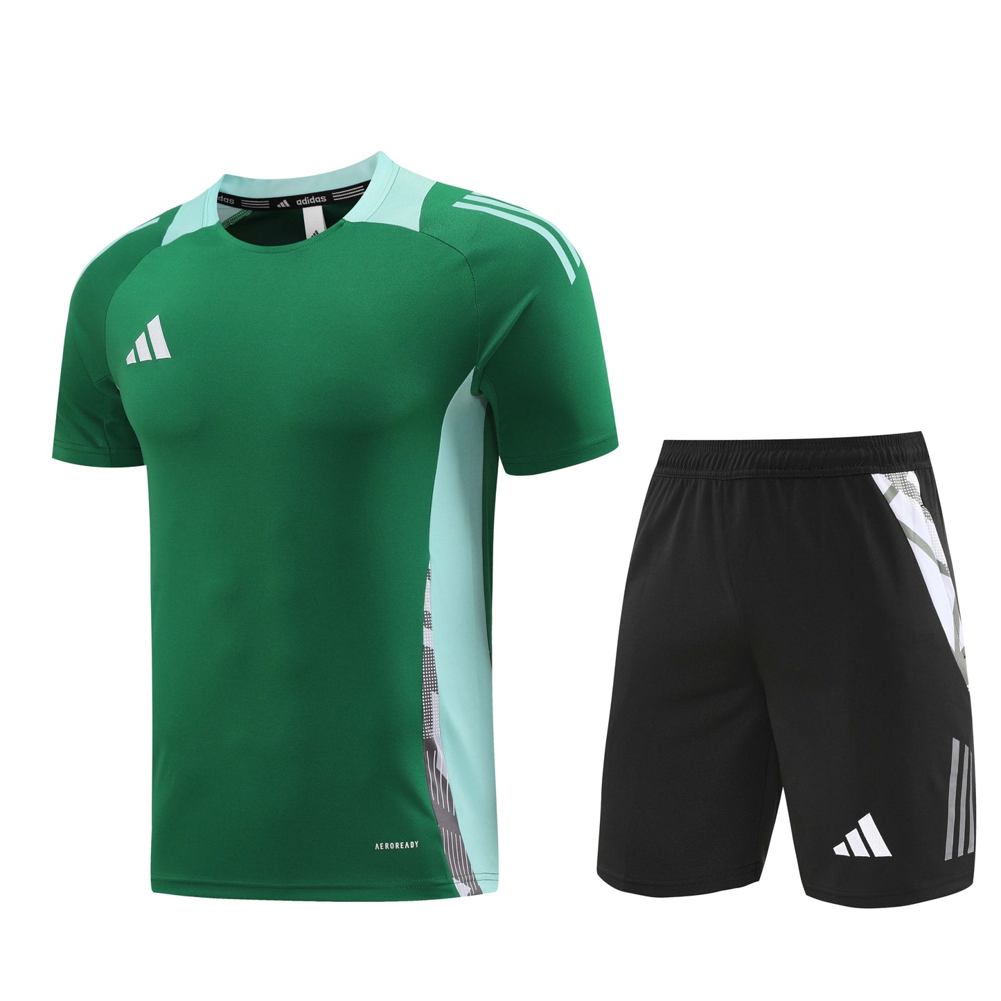 Adidas Short + T-shirt Black & Green/light blue