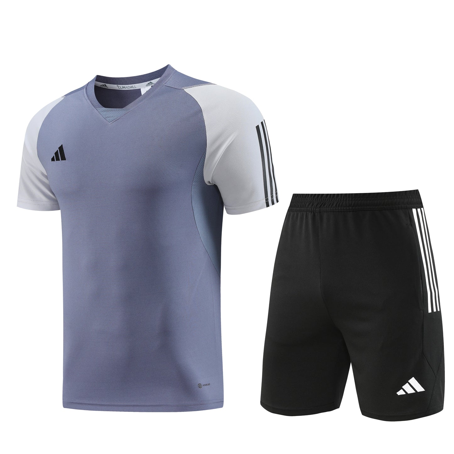 Adidas Short + T-shirt Black & Powder Blue/White/Grey